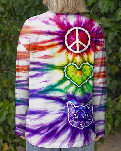 PEACE LOVE CAT FACE ALL OVER PRINT - TLHG15042641