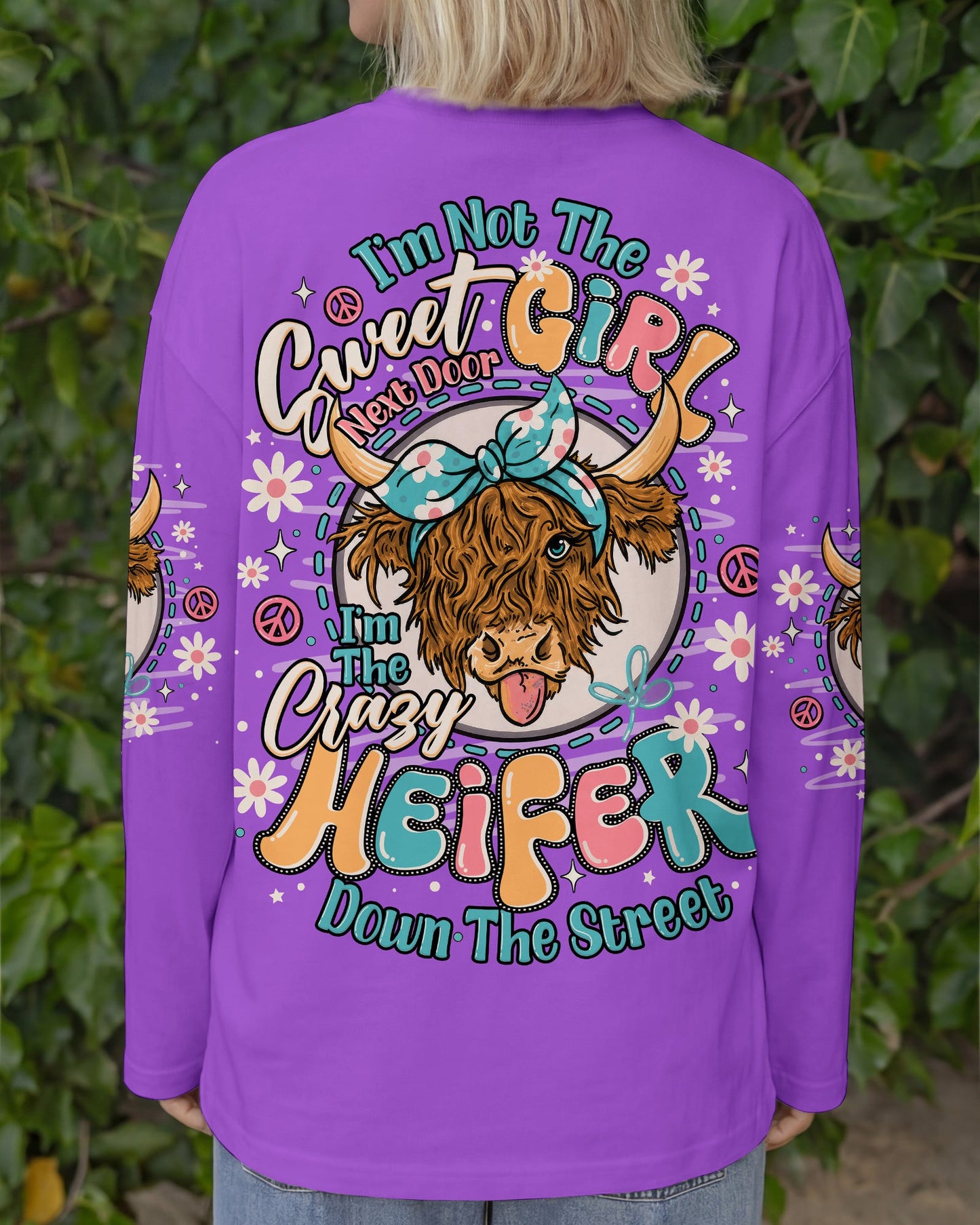 CRAZY HEIFER DOWN THE STREET COW ALL OVER PRINT - TLNO1506261