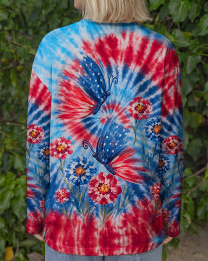 RED WHITE BLUE BUTTERFLY ALL OVER PRINT - RITD2406261