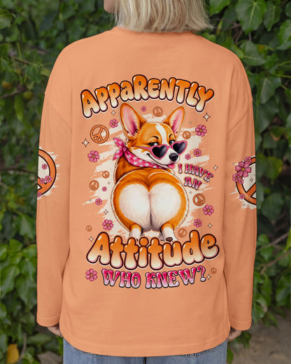 APPARENTLY I HAVE AN ATTITUDE WHO KNEW CORGI DOG ALL OVER PRINT - TYQY0505262