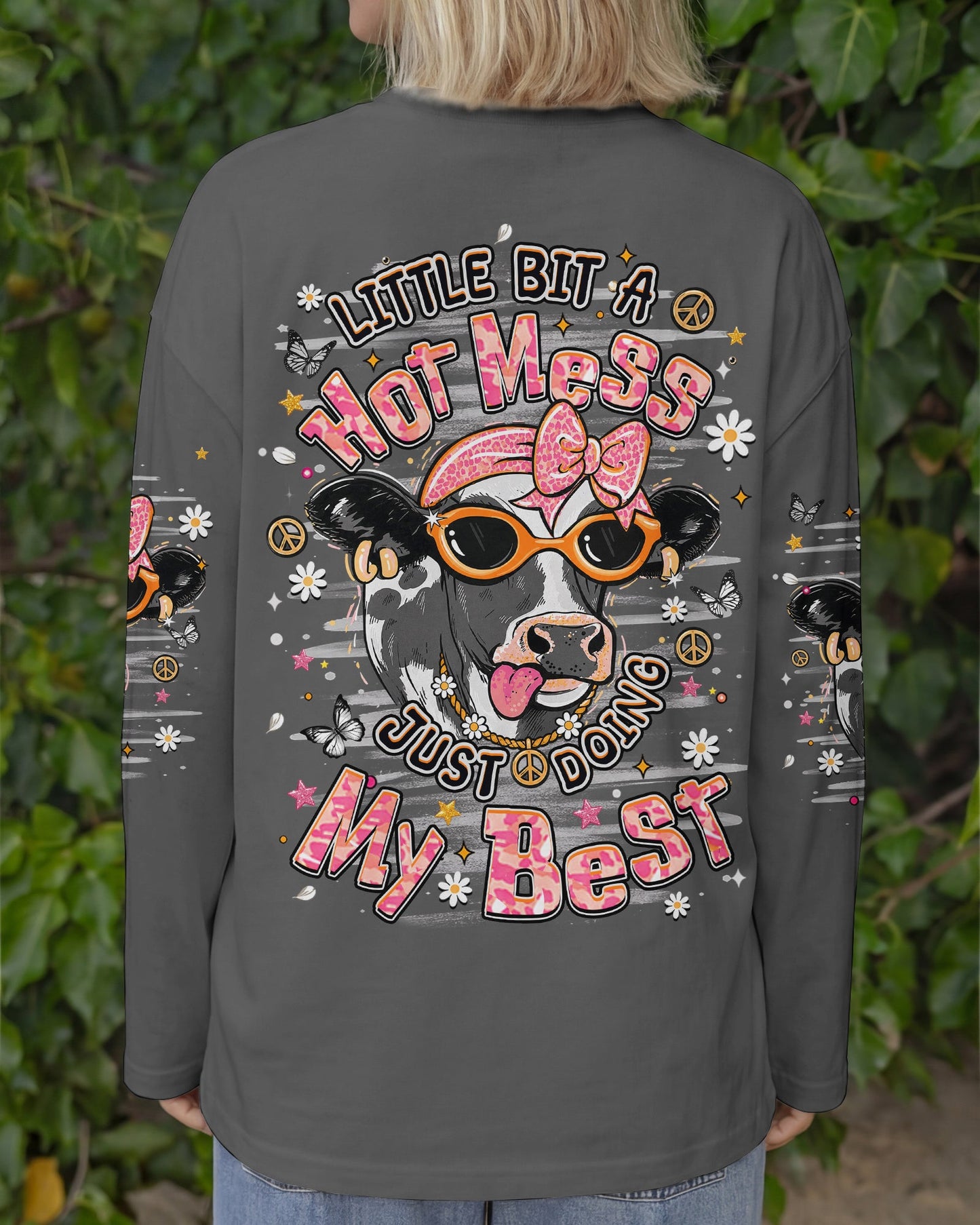 LITTLE BIT A HOT MESS COW ALL OVER PRINT  - TLHN1806264