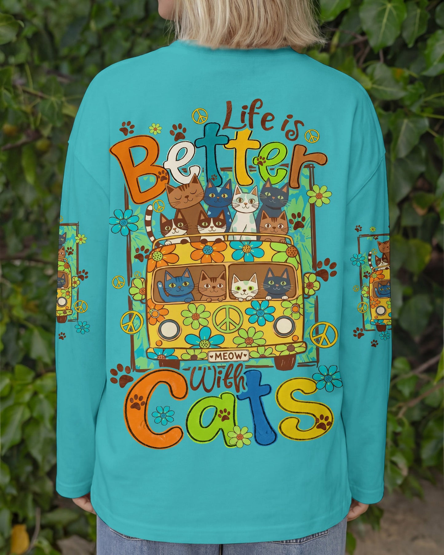 LIFE IS BETTER WITH CATS ALL OVER PRINT - TYQY2206261