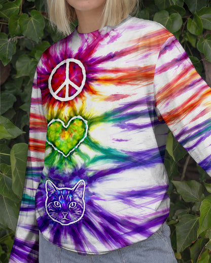 PEACE LOVE CAT FACE ALL OVER PRINT - TLHG15042641