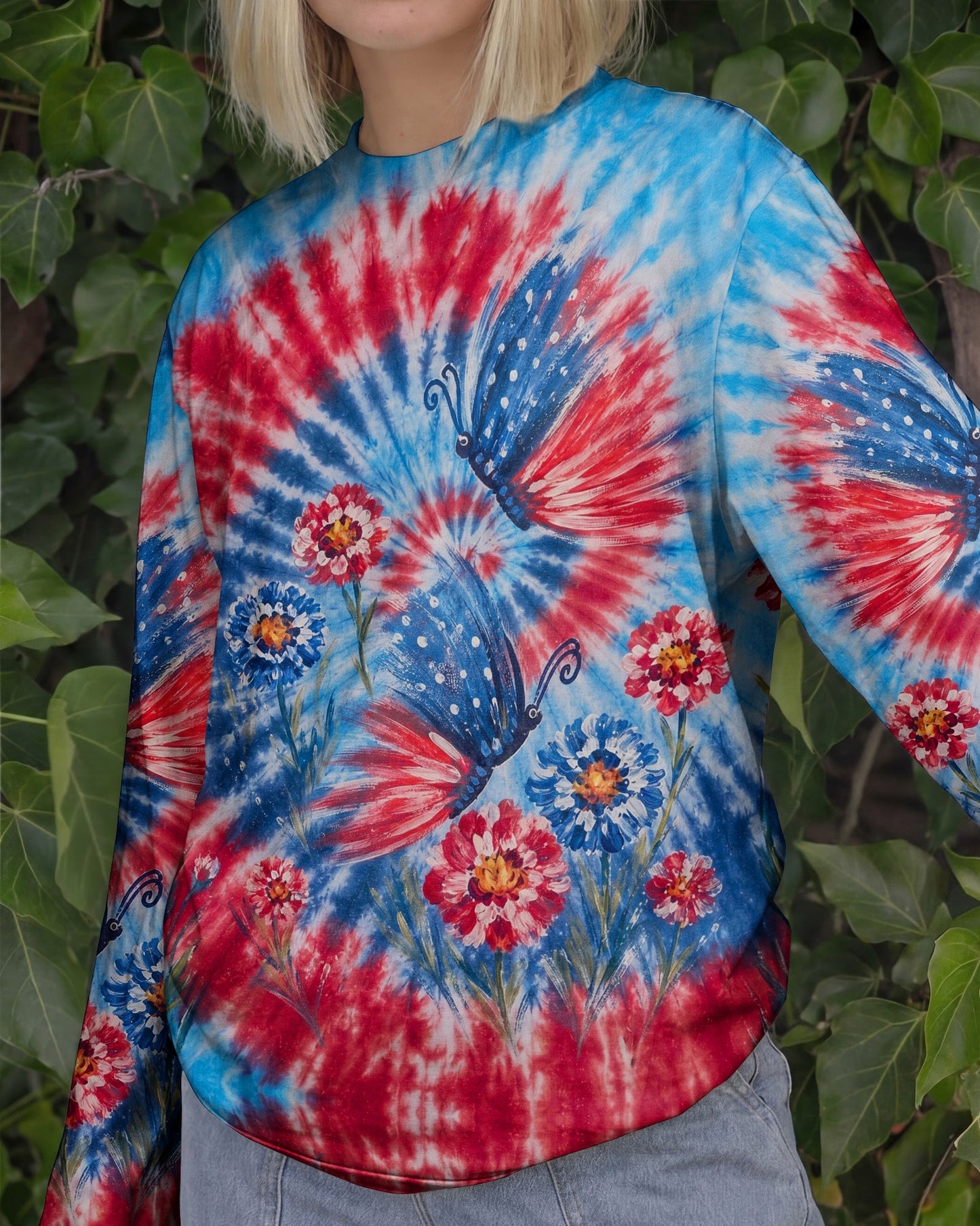 RED WHITE BLUE BUTTERFLY ALL OVER PRINT - RITD2406261