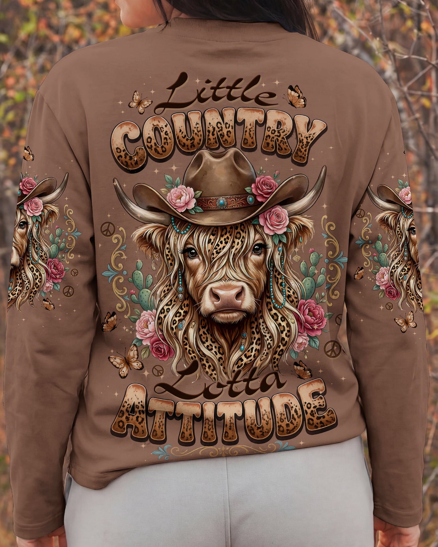 LITTLE COUNTRY LOTTA ATTITUDE COW ALL OVER PRINT  - TLTW1006264