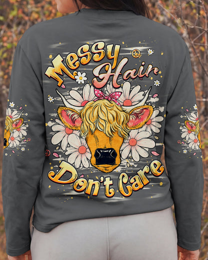 MESSY HAIR DON'T CARE COW ALL OVER PRINT - TLHG1806262