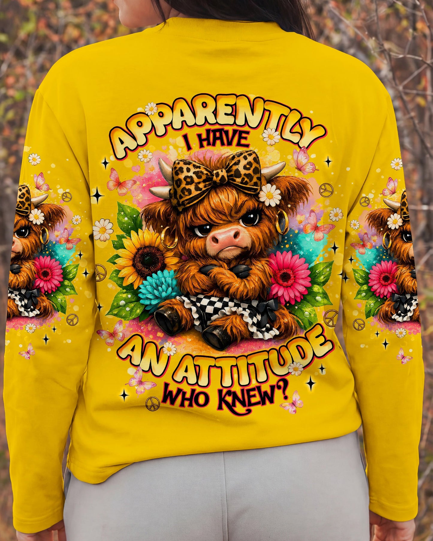 APPARENTLY I HAVE AN ATTITUDE WHO KNEW COW ALL OVER PRINT - TLNT1905262