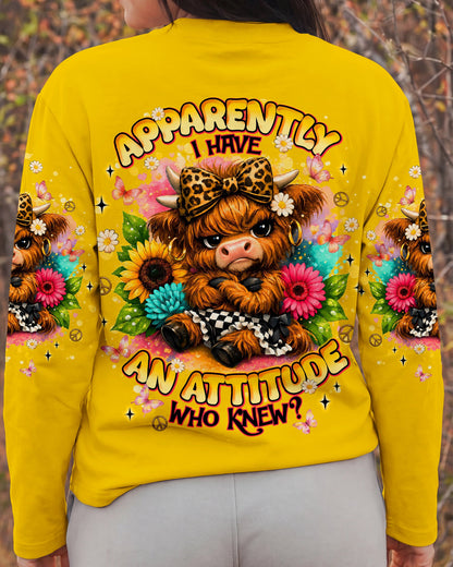 APPARENTLY I HAVE AN ATTITUDE WHO KNEW COW ALL OVER PRINT - TLNT1905262