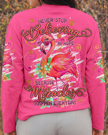 MIRACLES HAPPEN EVERYDAY FLAMINGO ALL OVER PRINT - TYPQ3006261