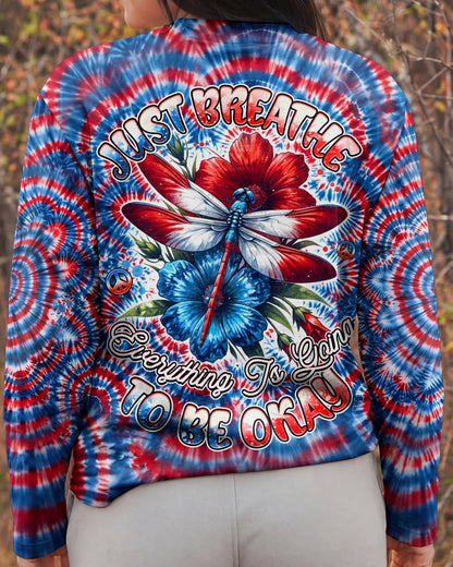 JUST BREATHE DRAGONFLY RED WHITE & BLUE SWIRL ALL OVER PRINT - TLHG0304262