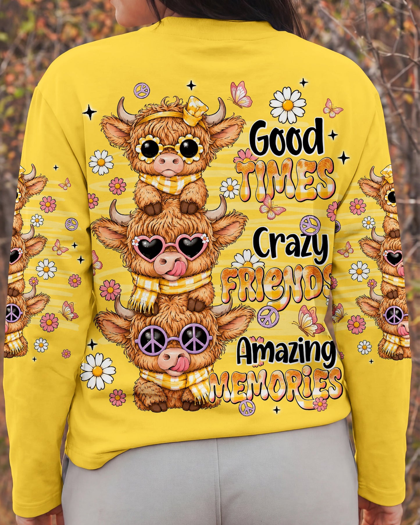 GOOD TIMES CRAZY FRIENDS HIGHLAND COW ALL OVER PRINT - TLNT0707261