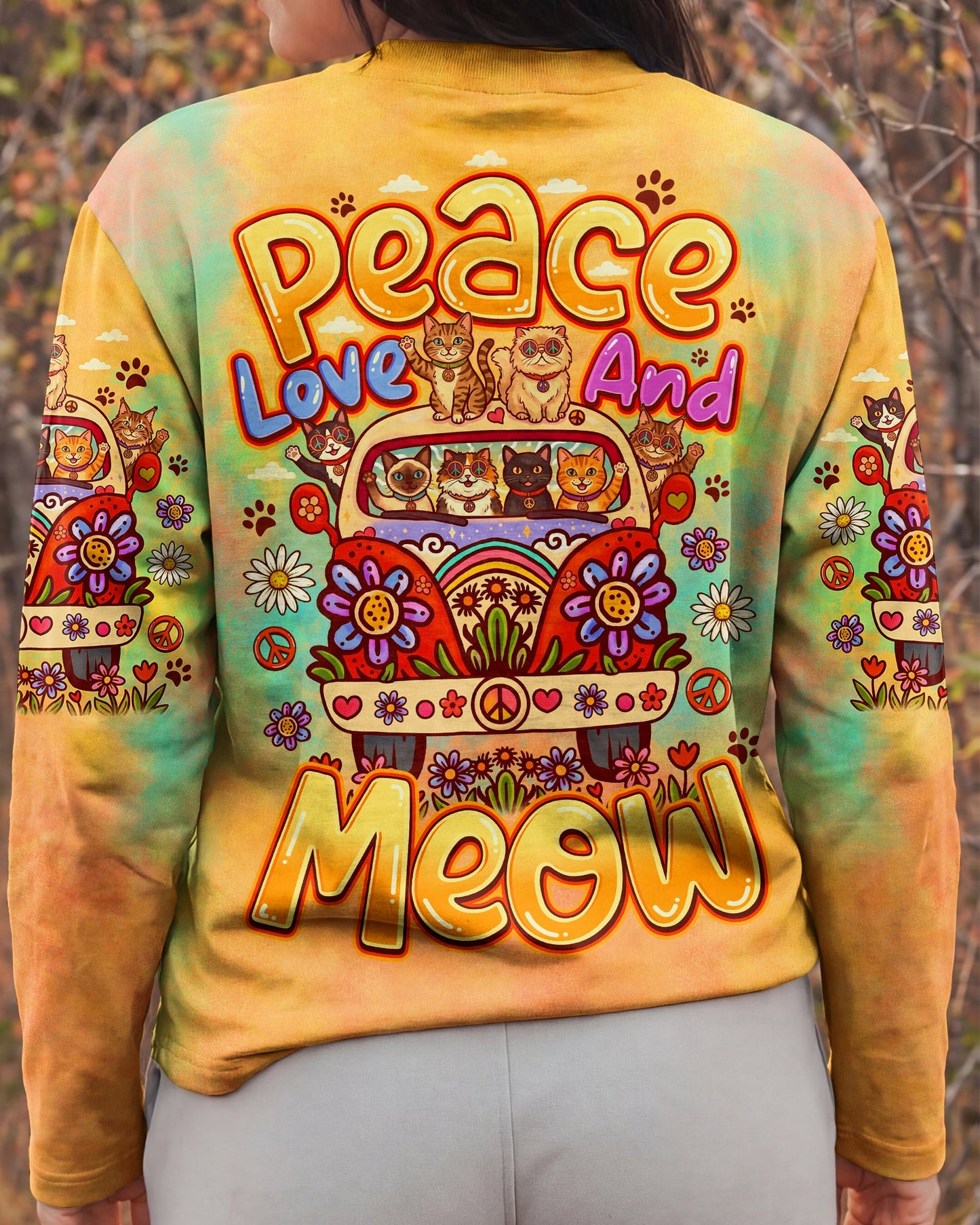 PEACE LOVE AND MEOW CATS ALL OVER PRINT - TLNO1307261