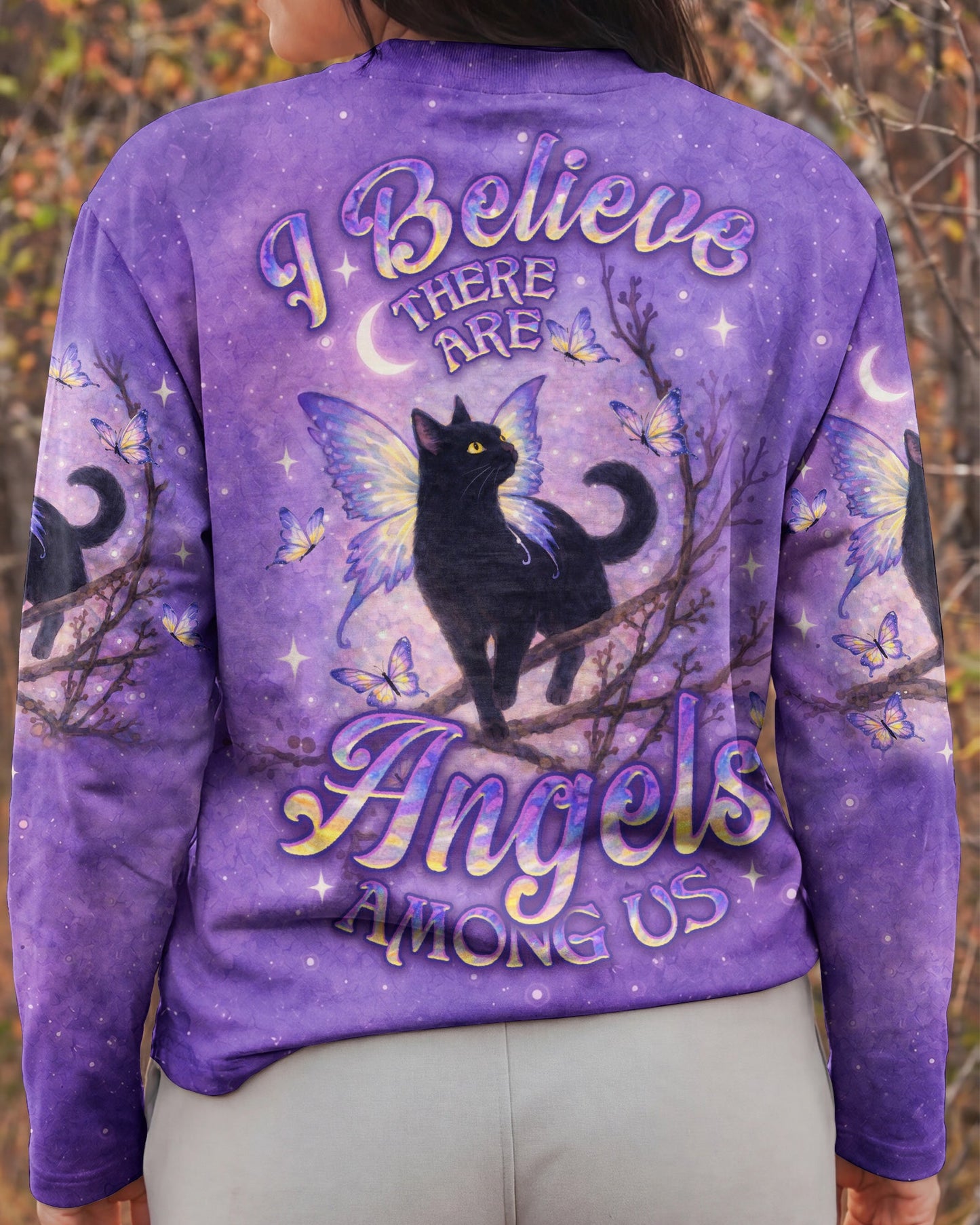 I BELIEVE THERE ARE ANGELS AMONG US BLACK CAT ALL OVER PRINT - TLNO1205261