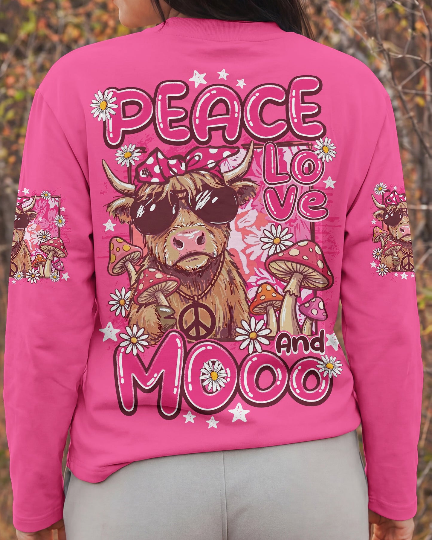 PEACE LOVE AND MOOO COW ALL OVER PRINT - TY1906262