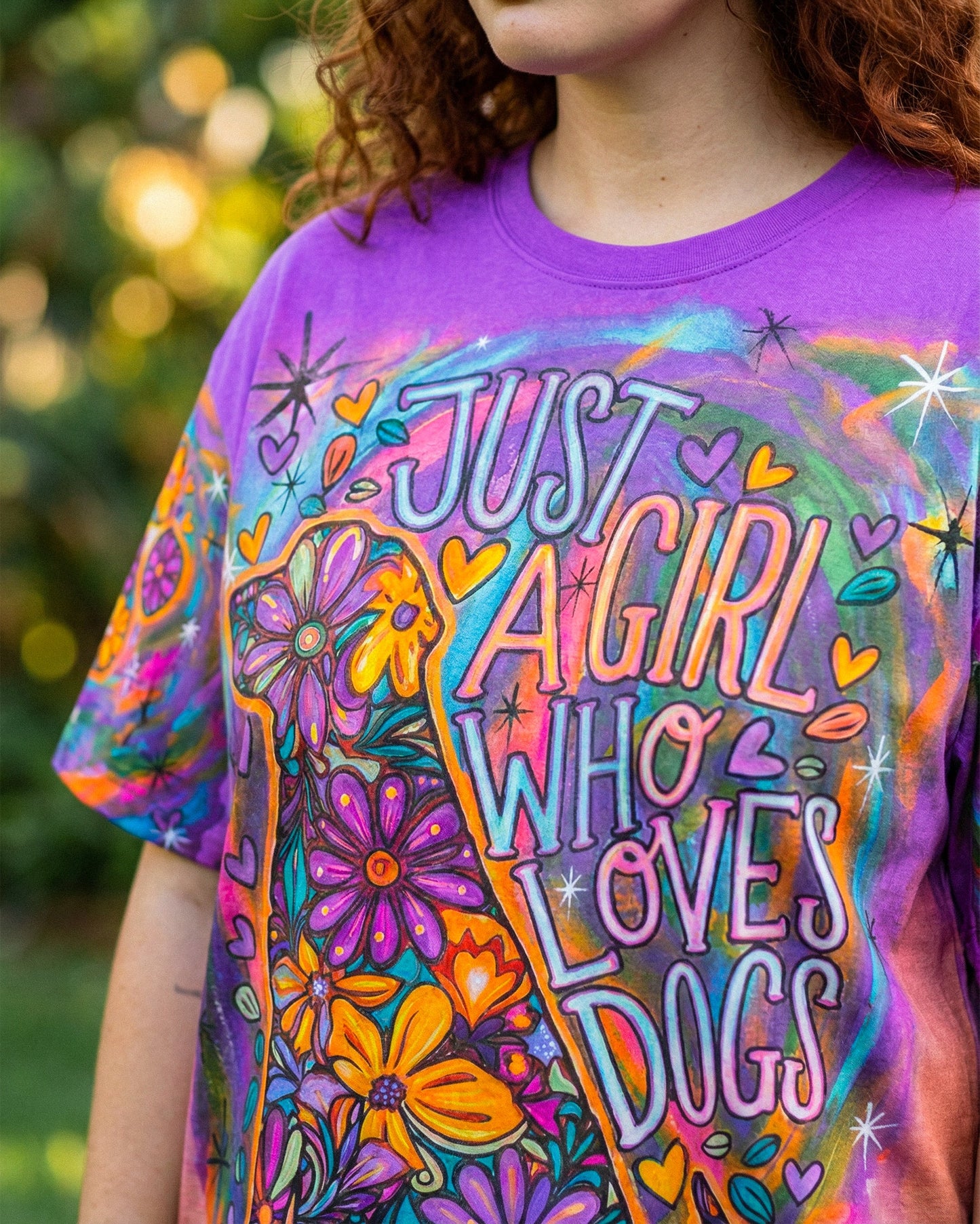 JUST A GIRL WHO LOVES DOGS COLORFUL FLORAL ALL OVER PRINT - KM1004261