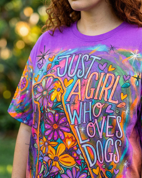 JUST A GIRL WHO LOVES DOGS COLORFUL FLORAL ALL OVER PRINT - KM1004261