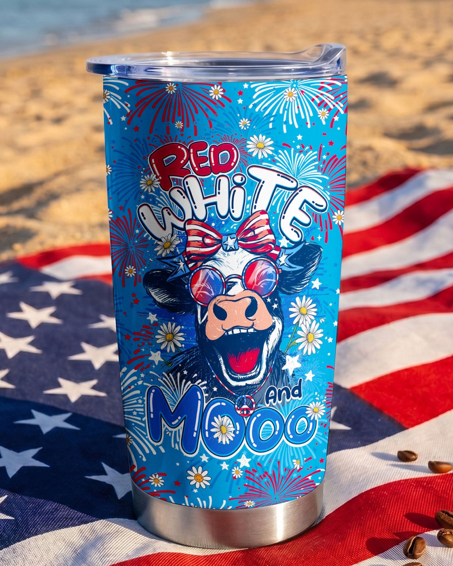 RED WHITE AND MOOO COW TUMBLER - TY1306263