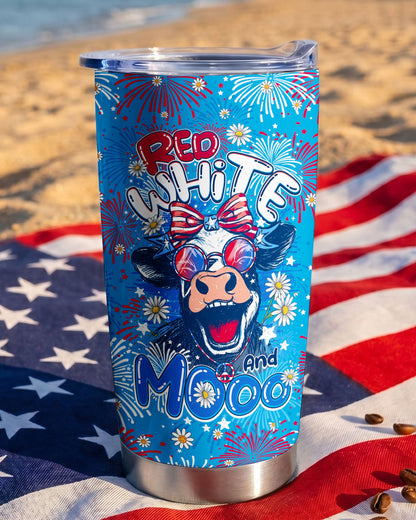 RED WHITE AND MOOO COW TUMBLER - TY1306263