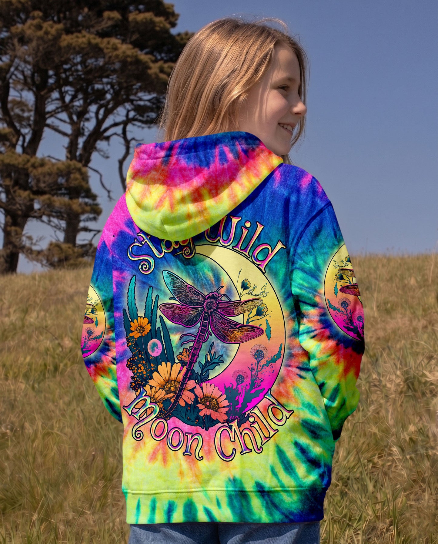 STAY WILD MOON CHILD DRAGONFLY TIE DYE KIDS ALL OVER PRINT - TLNO1812235