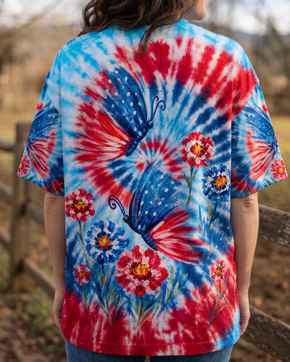 RED WHITE BLUE BUTTERFLY ALL OVER PRINT - RITD2406261
