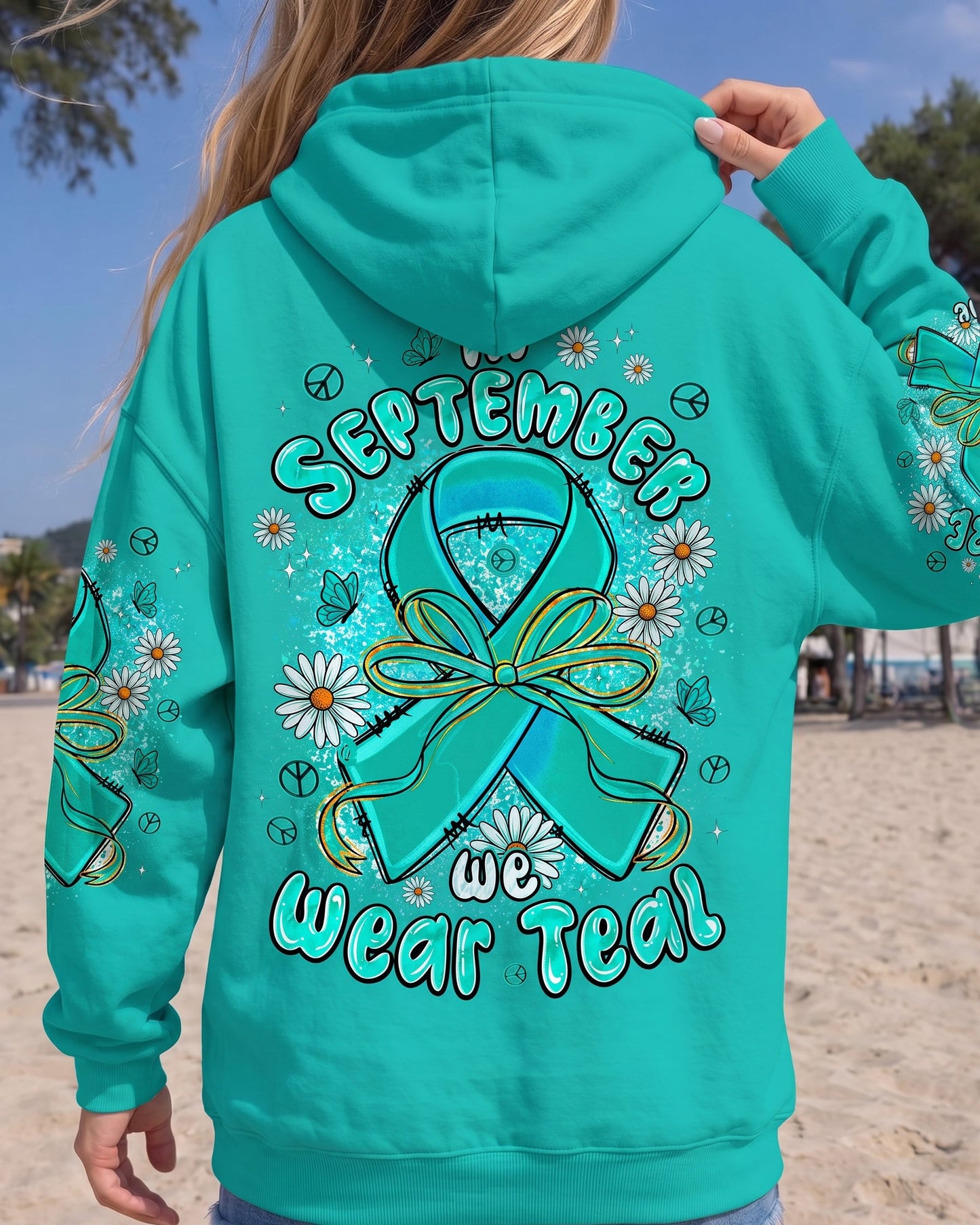 IN SEPTEMBER WE WEAR TEAL OVARIAN CANCER AWARENESS ALL OVER PRINT - TYPQ1507261