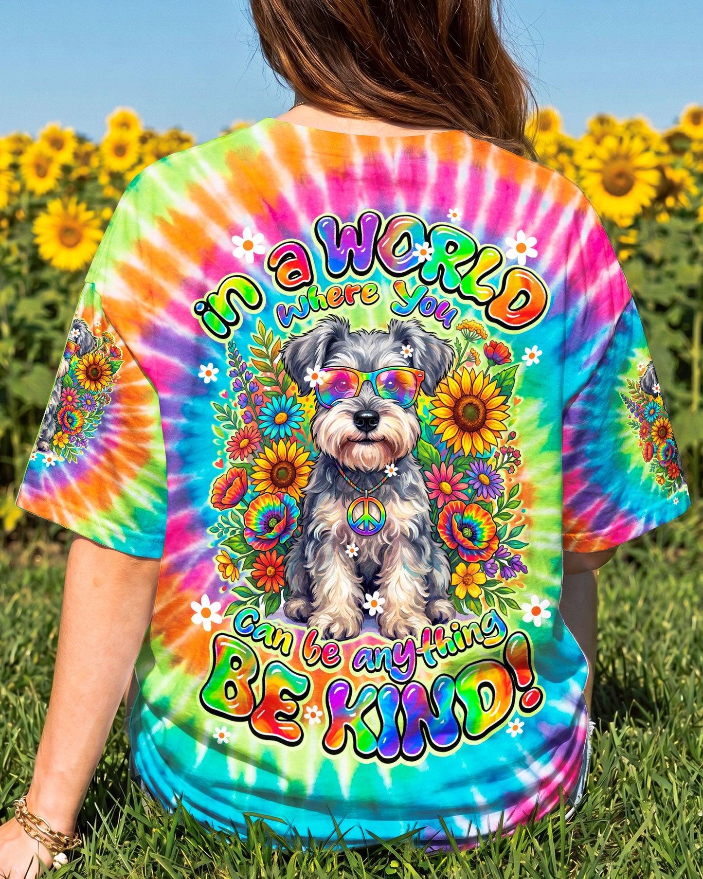 IN A WORLD WHERE YOU CAN BE ANYTHING BE KIND SCHNAUZER DOG ALL OVER PRINT - TY0805264