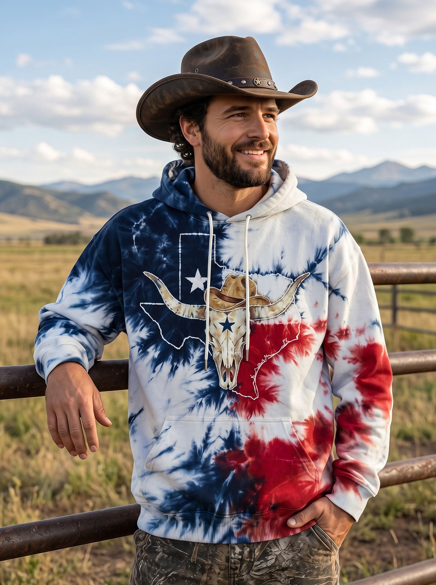 LONGHORN SKULL TEXAS MAP BURST ALL OVER PRINT - TLNO2706261