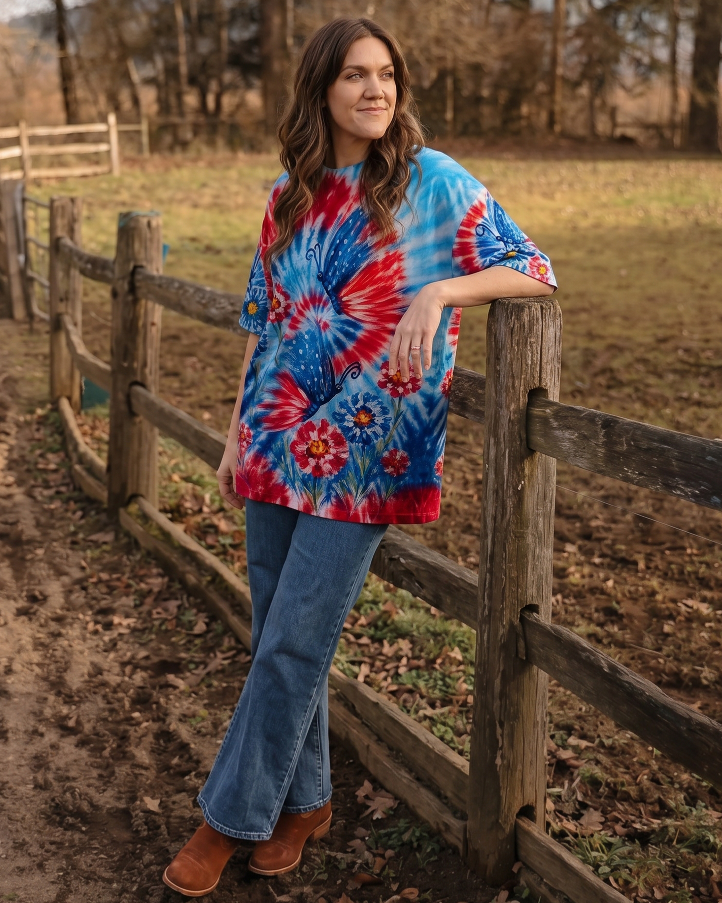 RED WHITE BLUE BUTTERFLY ALL OVER PRINT - RITD2406261