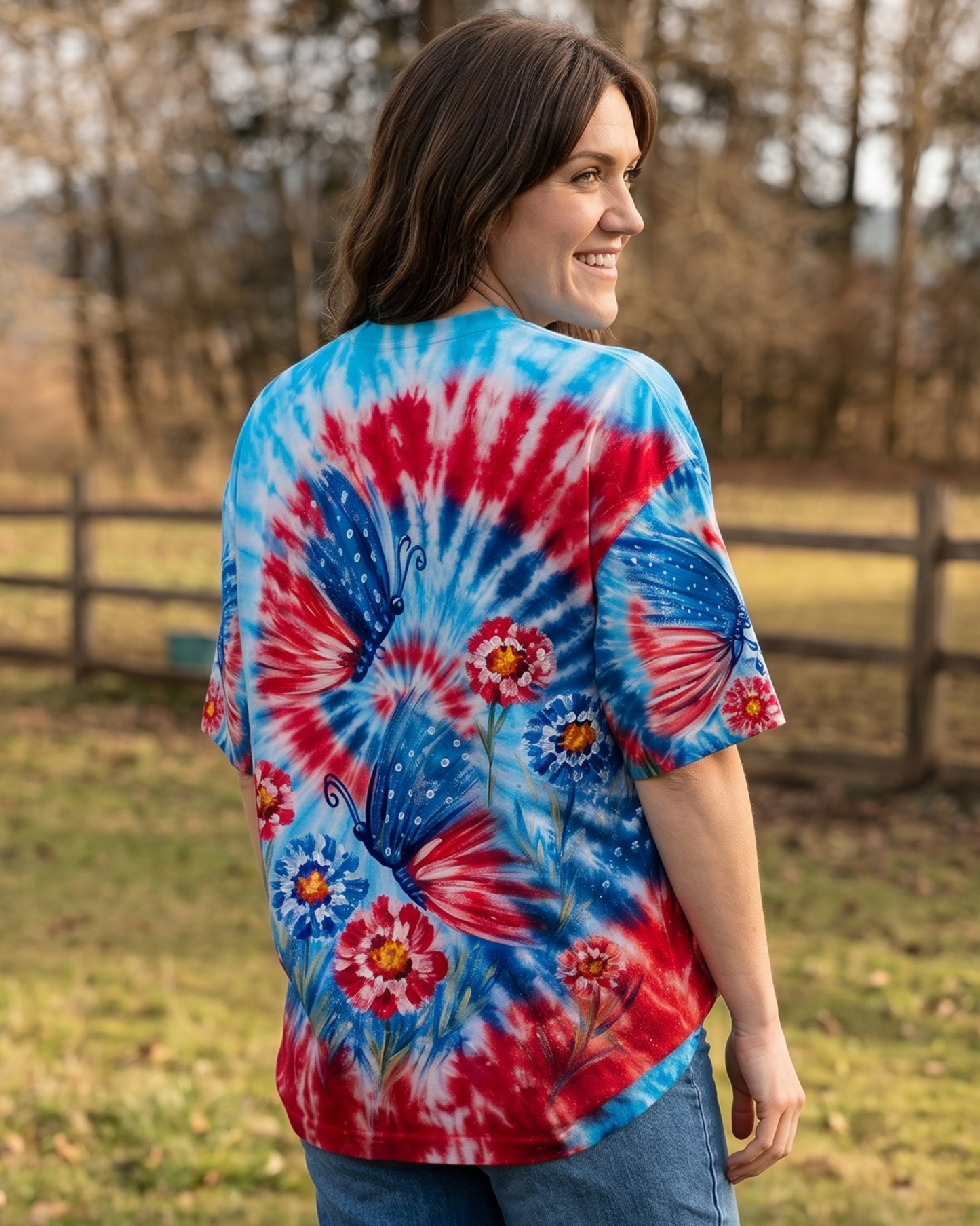 RED WHITE BLUE BUTTERFLY ALL OVER PRINT - RITD2406261