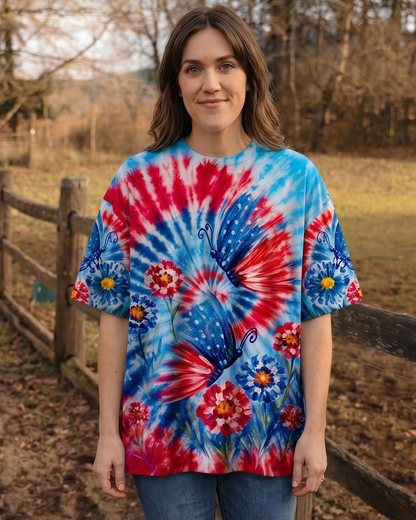 RED WHITE BLUE BUTTERFLY ALL OVER PRINT - RITD2406261