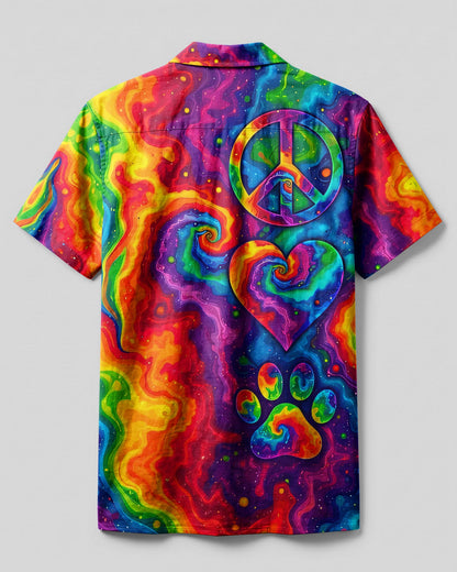 PEACE LOVE AND PAW COLORFUL CAMP SHIRT - TYQY0307263