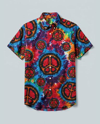 RAINBOW PEACE BURST BUTTON-DOWN COLLAR SHIRT - KMTM0206262