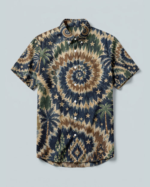 RETRO SWIRL PALM BUTTON-DOWN COLLAR SHIRT - KMTM0906262