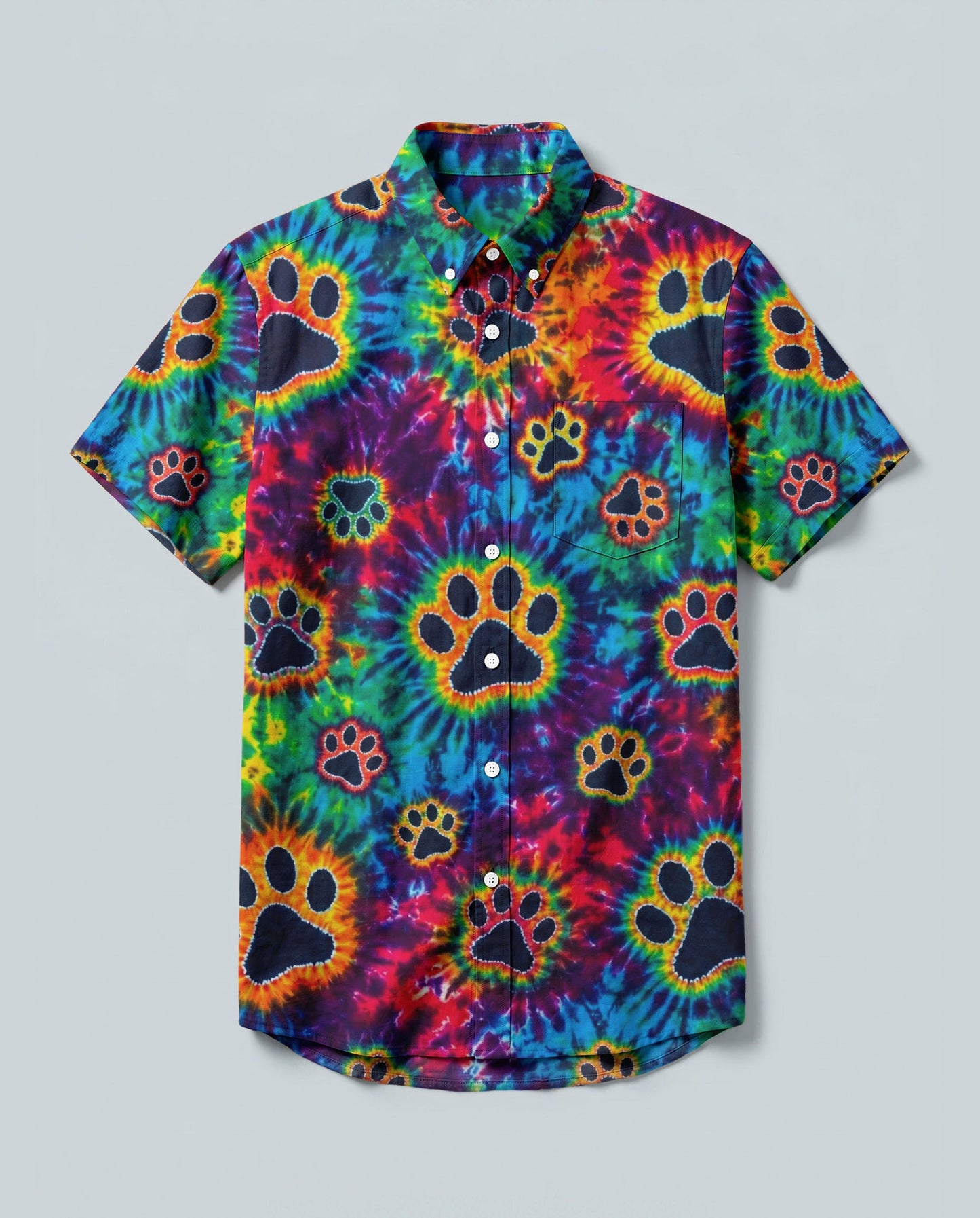 COLORFUL BURST PAW PRINT BUTTON-DOWN COLLAR SHIRT - KMTM0206263
