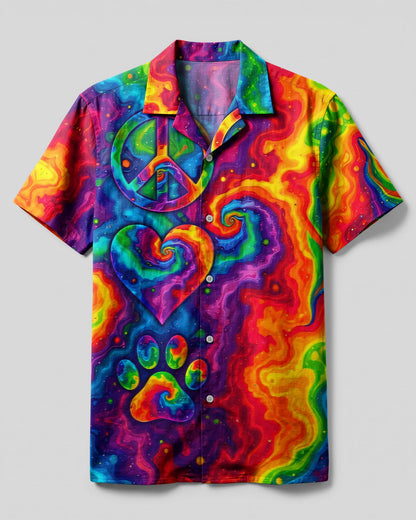 PEACE LOVE AND PAW COLORFUL CAMP SHIRT - TYQY0307263