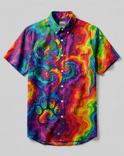 PEACE LOVE AND PAW COLORFUL BUTTON-DOWN COLLAR SHIRT - TYQY2306261