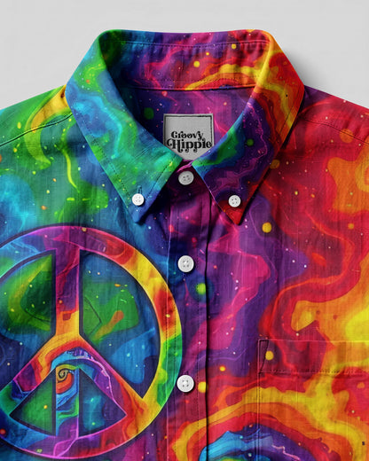 PEACE LOVE AND PAW COLORFUL BUTTON-DOWN COLLAR SHIRT - TYQY2306261
