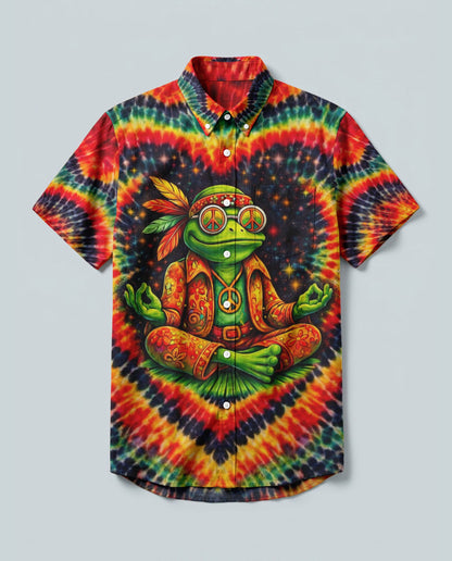 JUST BREATHE FROG SWIRL BUTTON-DOWN COLLAR SHIRT - KMTM0406261