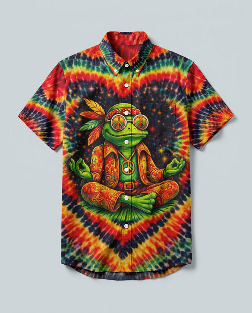 JUST BREATHE FROG SWIRL BUTTON-DOWN COLLAR SHIRT - KMTM0406261