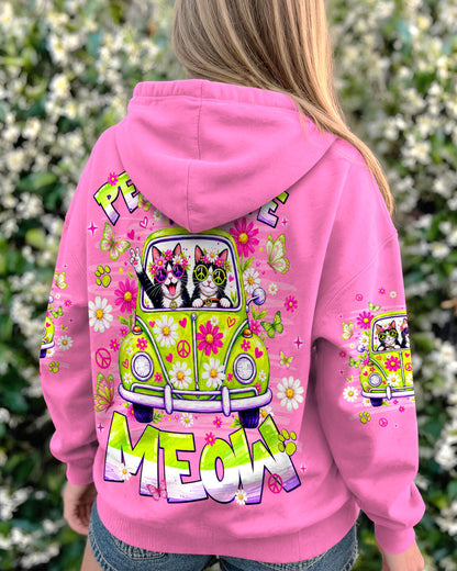 PEACE LOVE AND MEOW CAT HIPPIE CAR ALL OVER PRINT - TLNT0807263