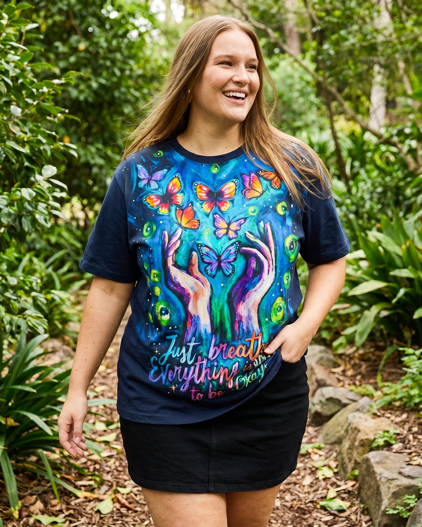 JUST BREATHE EVERYTHING IS GOING TO BE OKAY BUTTERFLY ALL OVER PRINT - KM2804261