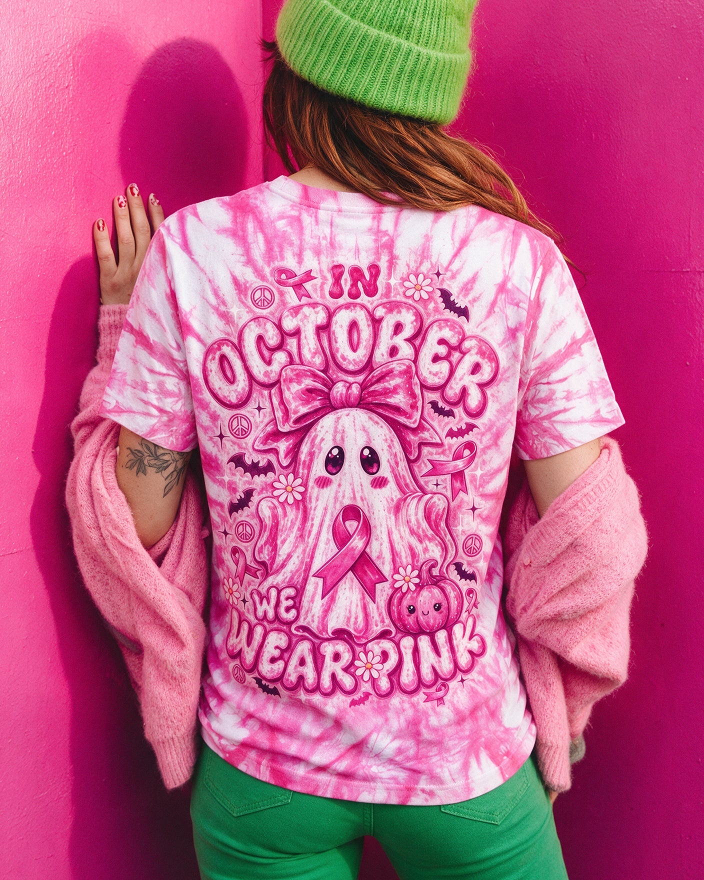 IN OCTOBER WE WEAR PINK GHOST ALL OVER PRINT - RI1507261