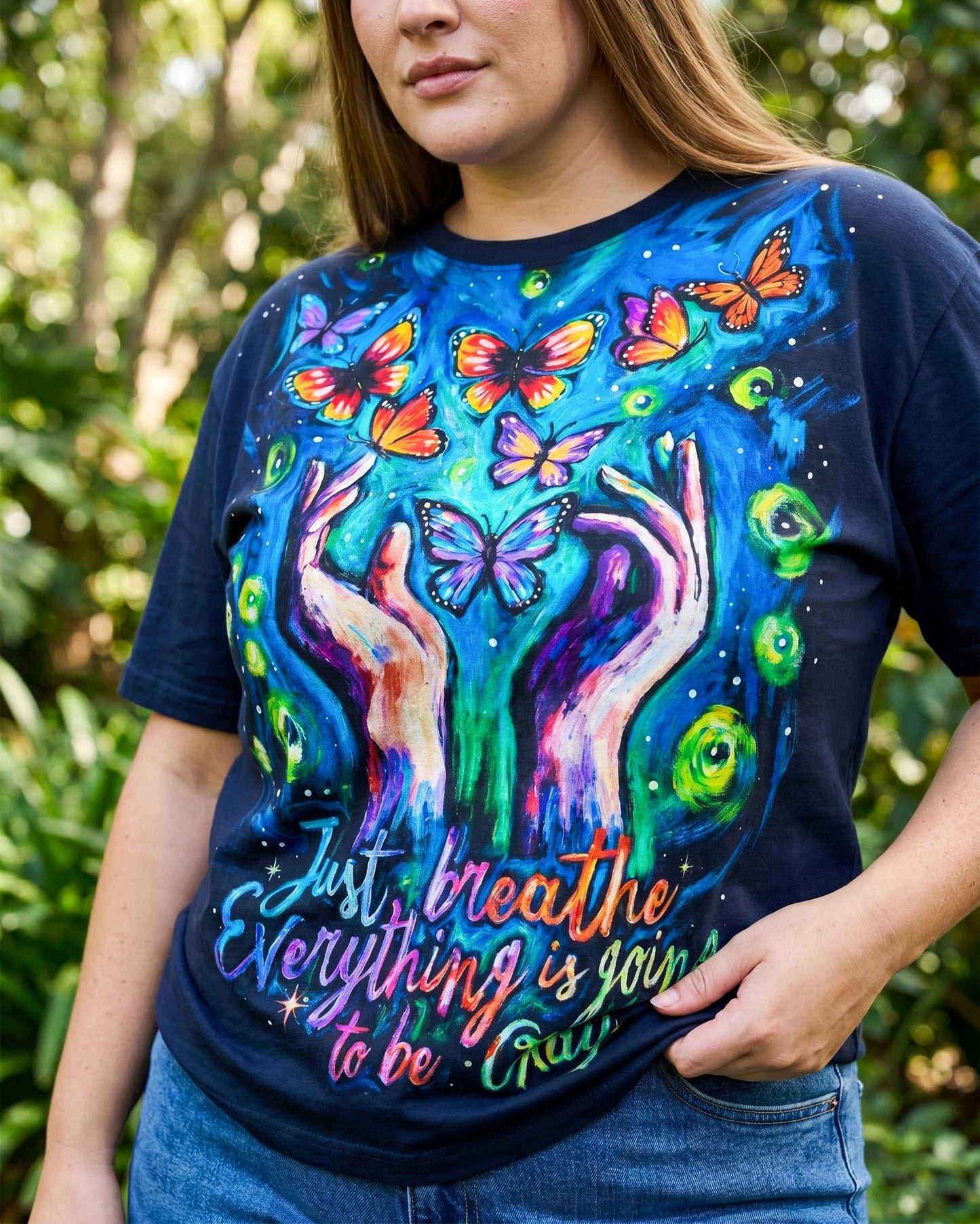 JUST BREATHE EVERYTHING IS GOING TO BE OKAY BUTTERFLY ALL OVER PRINT - KM2804261