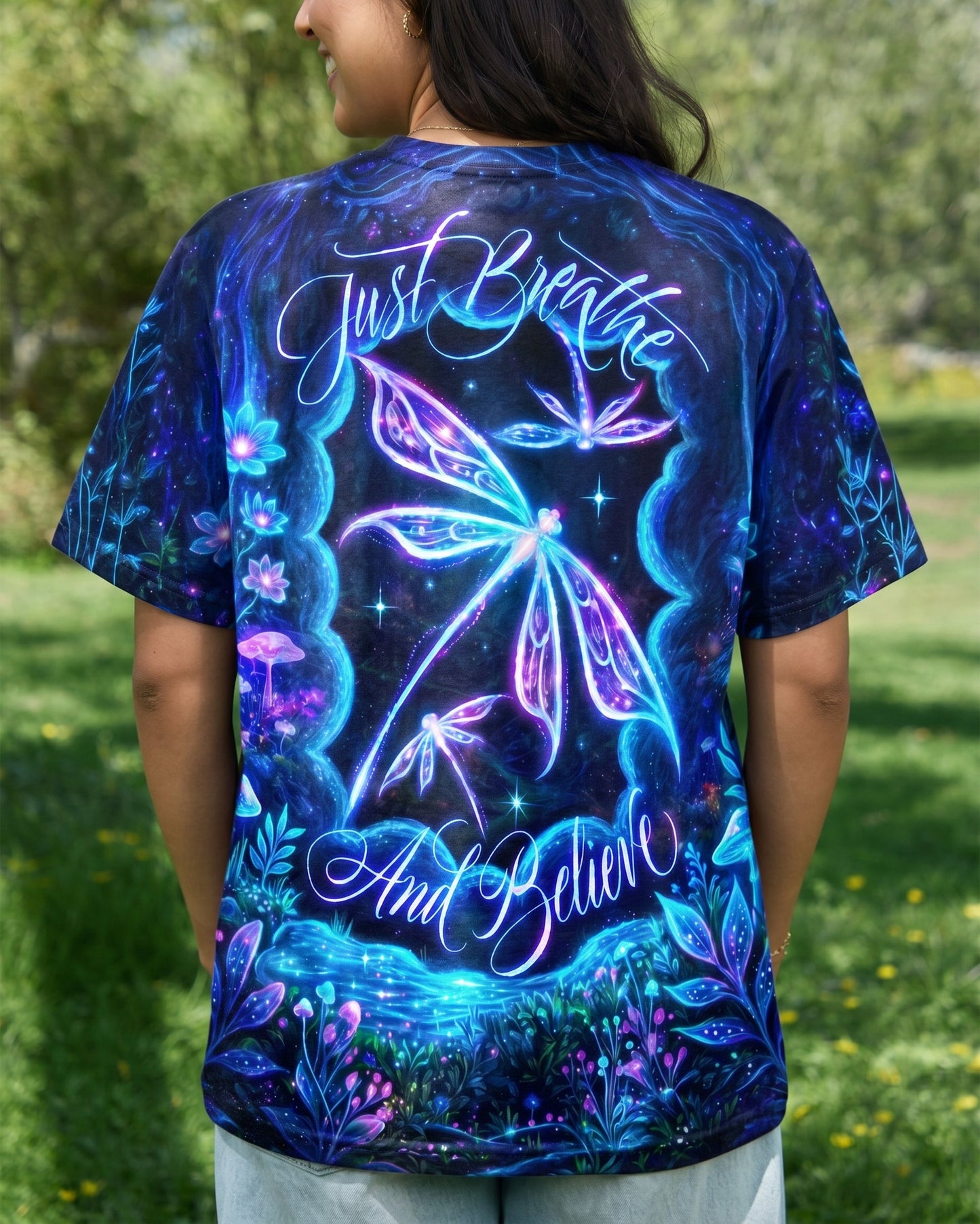 JUST BREATHE AND BELIEVE DRAGONFLY ALL OVER PRINT - RI1405261