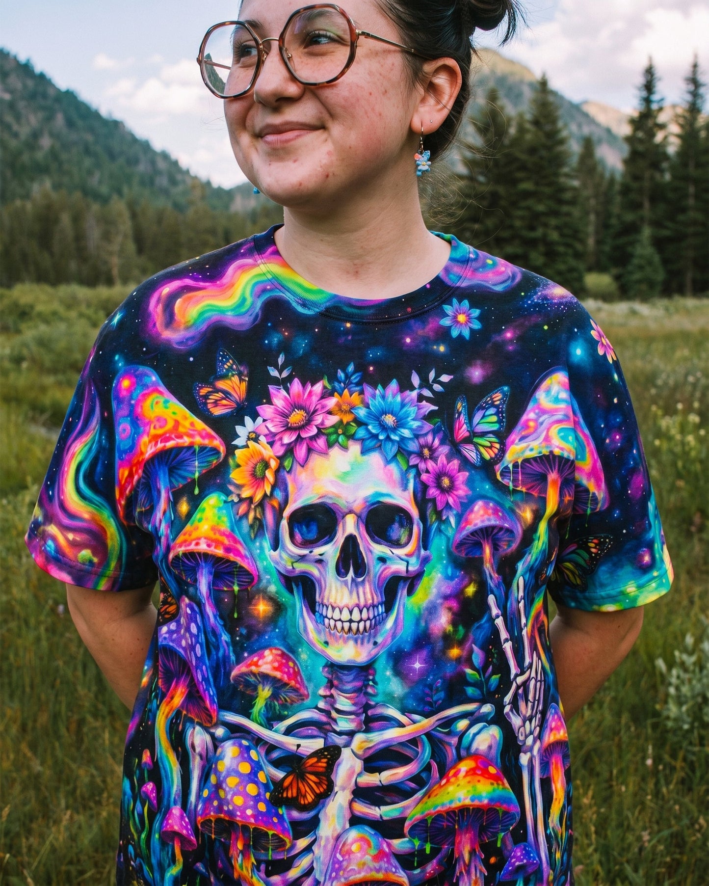 PSYCHEDELIC MUSHROOM SKULL GALAXY ALL OVER PRINT - RI1205262