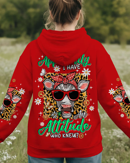 APPARENTLY I HAVE AN ATTITUDE WHO KNEW COW ALL OVER PRINT - TLNT1306261