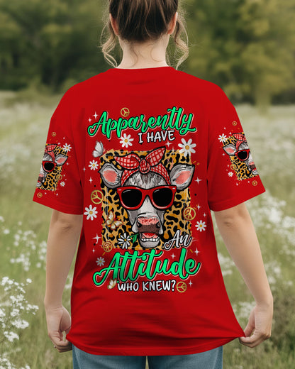 APPARENTLY I HAVE AN ATTITUDE WHO KNEW COW ALL OVER PRINT - TLNT1306261