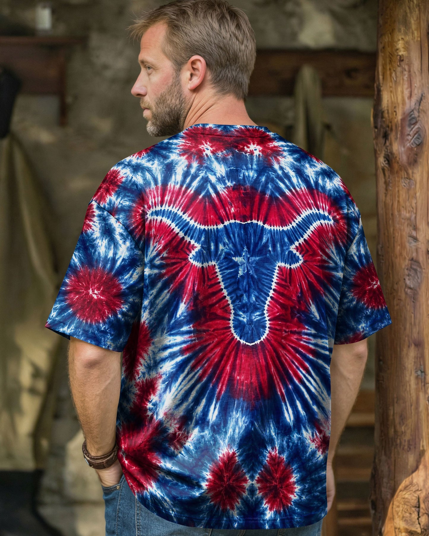 LONGHORN TEXAS STATE RED WHITE & BLUE SWIRL ALL OVER PRINT - TLNT1206261