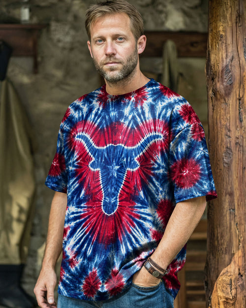 LONGHORN TEXAS STATE RED WHITE & BLUE SWIRL ALL OVER PRINT - TLNT1206261