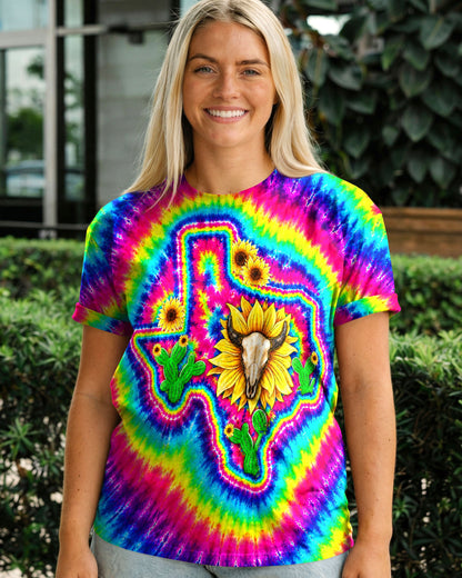 BULL SKULL TEXAS MAP COLORFUL SWIRL ALL OVER PRINT - TLNT2606262